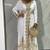 White handcrafted zari work stitched georgette kaftan party dress