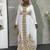 White handcrafted zari work stitched georgette kaftan party dress