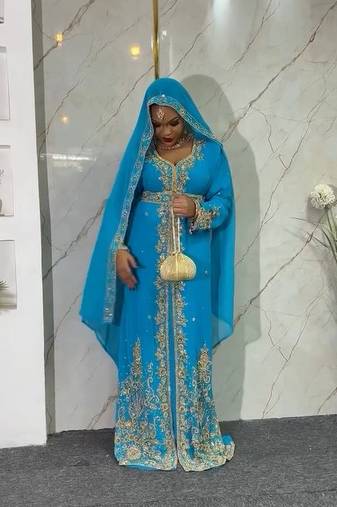 FIROZI handcrafted zari work stitched georgette kaftan party dress