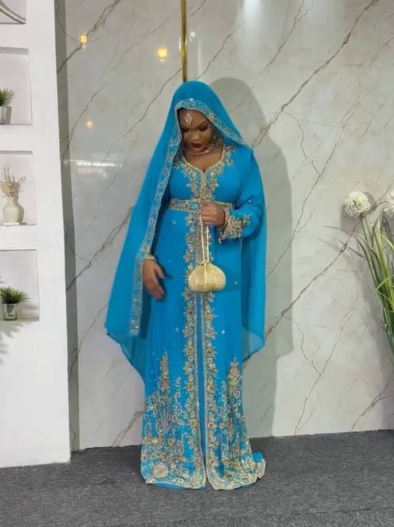 FIROZI handcrafted zari work stitched georgette kaftan party dress