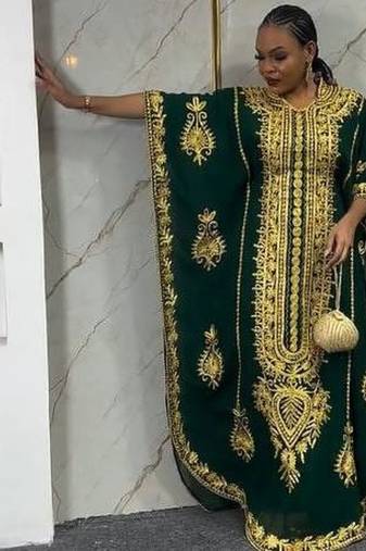 Royal Green Embroidered Fashra with Detailed Aari-Embroidered dress for women's