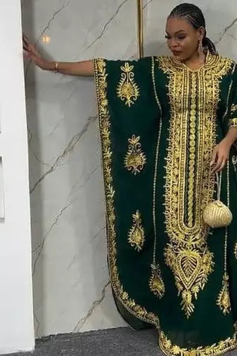 Royal Green Embroidered Fashra with Detailed Aari-Embroidered dress for women's