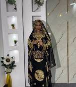 Royal Black Embroidered Abaya with Detailed Aari-Embroidered dress for women's