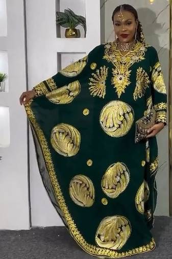 Royal Green Embroidered Abaya with Detailed Aari-Embroidered dress for women's