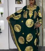 Royal Green Embroidered Abaya with Detailed Aari-Embroidered dress for women's