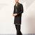 Black viscose silk thread & sequins embroidered work wedding festival marriage party wear straight mens kurta with pant