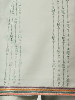 PISTA GREEN VISCOSE SILK THREAD & SEQUINS EMBROIDERED WORK WEDDING FESTIVAL  PARTY WEAR STRAIGHT MENS KURTA WITH PANT 8