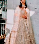 Beige Silk Lehenga set with Choli and dupatta