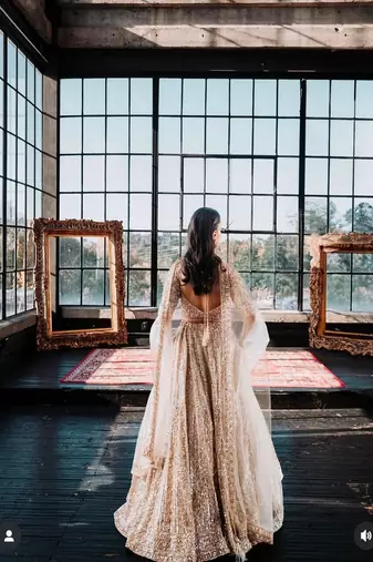 Beige Silk Lehenga set with Choli and dupatta