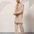 Beige viscose silk thread & sequins embroidered work wedding festival marriage party wear straight mens kurta with pant