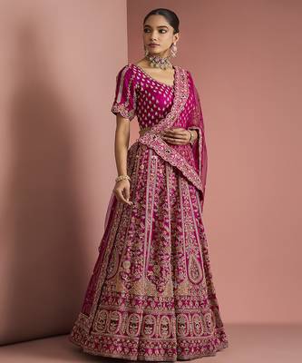 dark pink silk lehenga set 1