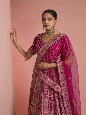 dark pink silk lehenga set 2