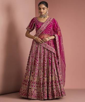 dark pink silk lehenga set 3