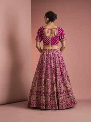 dark pink silk lehenga set 4
