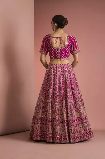dark pink silk lehenga set