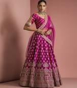 hot pink silk lehenga set