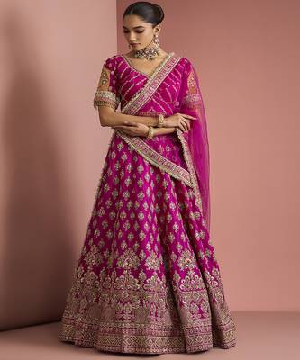 hot pink silk lehenga set 2