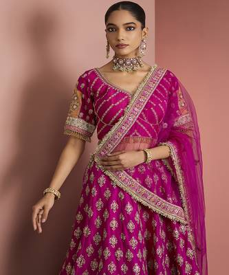 hot pink silk lehenga set 3
