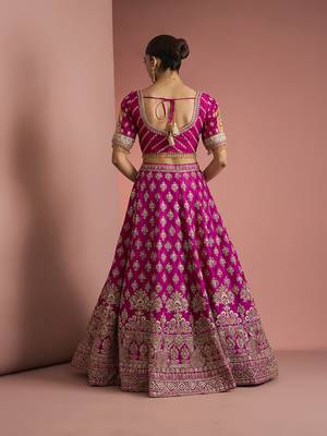 hot pink silk lehenga set 4