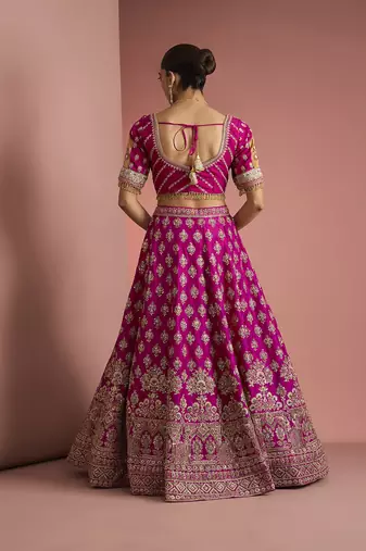 hot pink silk lehenga set