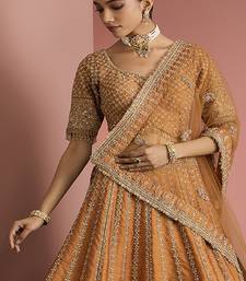 rust orange raw silk lehenga set with blouse and dupatta