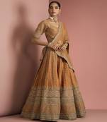 rust orange raw silk lehenga set with blouse and dupatta