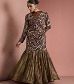 dark brown pure tissue fish cut skirt and top