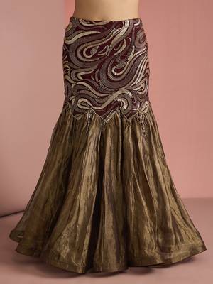dark brown pure tissue fish cut skirt and top 4