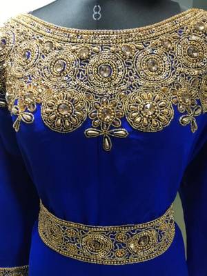 Royal blue fancy embroidery work a line kaftan 3