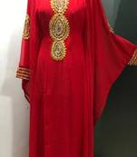 Red royal fancy gold beading work farasha kaftan