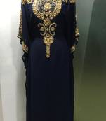 Navy blue beautiful arabic gold beaded work farasha kaftan