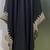 Black arabic gold and white embroidery work jalabiya kaftan