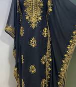 Black modern arabic gold embroidery work farasha kaftan