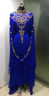 Royal blue gold stone work jalabiya kaftan 1