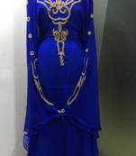 Royal blue gold stone work jalabiya kaftan