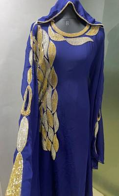 Navy blue hoodie style jalabiya kaftan 1