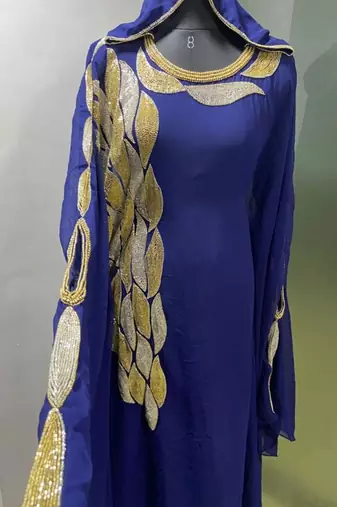 Navy blue hoodie style jalabiya kaftan