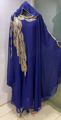 Navy blue hoodie style jalabiya kaftan 2