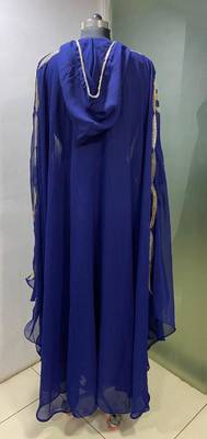 Navy blue hoodie style jalabiya kaftan 3