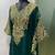 Emerald green fancy embroidery and stone work farasha kaftan