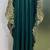 Emerald green fancy embroidery and stone work farasha kaftan