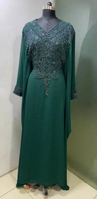 Emerald green fancy ramadan collection farasha kaftan 1