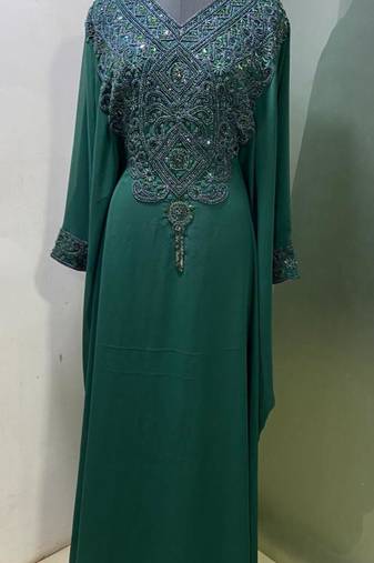Emerald green fancy ramadan collection farasha kaftan