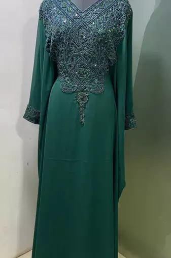 Emerald green fancy ramadan collection farasha kaftan