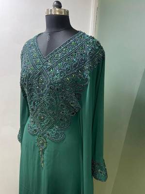 Emerald green fancy ramadan collection farasha kaftan 2