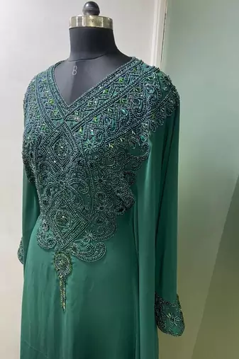 Emerald green fancy ramadan collection farasha kaftan