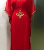 Red - gold beaded dubai farasha kaftan
