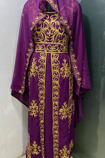 Plum emrbroidered moroccan kaftan dress