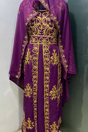 Plum emrbroidered moroccan kaftan dress