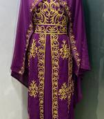 Plum emrbroidered moroccan kaftan dress